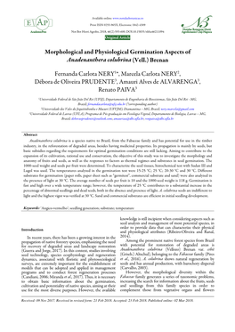 Morphological and Physiological Germination Aspects of Anadenanthera Colubrina (Vell.) Brenan