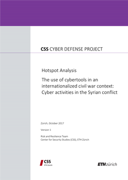 Cyber Activities in the Syrian Conflict CSS CY