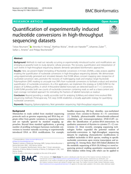 Quantification of Experimentally Induced Nucleotide Conversions in High-Throughput Sequencing Datasets Tobias Neumann1* , Veronika A