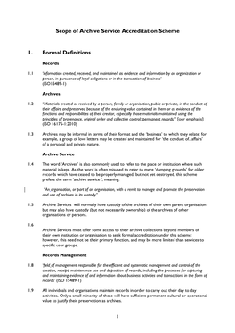 Scope of the Archive Service Accreditation Scheme