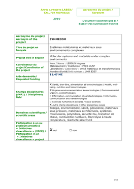 Non Participation in an « Initiatives D’Excellence » Project