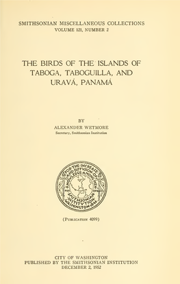 The Birds of the Islands of Taboga, Taboguilla, and Urava, Panama