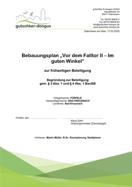 Bebauungsplan „Vor Dem Falltor II – Im Guten Winkel“