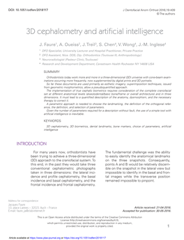 3D Cephalometry and Artificial Intelligence