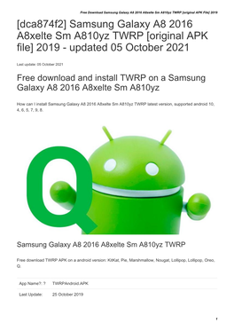 Samsung Galaxy A8 2016 A8xelte Sm A810yz TWRP [Original APK
