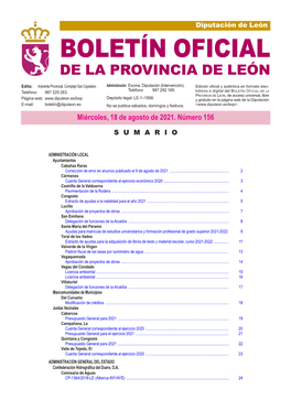 BOLETÍN OFICIAL DE LA PROVINCIA DE LEÓN Edita: Imprenta Provincial