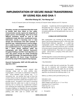 Implementation of Secure Image Transferring by Using Rsa and Sha-1