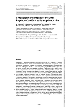 Chronology and Impact of the 2011 Puyehue-Cordón Caulle Eruption