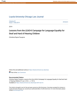 Lessons from the LEAD-K Campaign for Language Equality for Deaf and Hard of Hearing Children