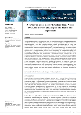 A Review on Cross-Border Livestock Trade Across Dry Land Borders of Ethiopia: the Trends and Implications