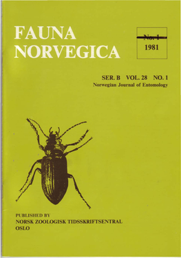 SER. B VOL. 28 NO. 1 Norwegian Journal of Entomology