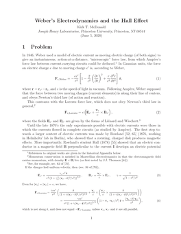 Weber's Electrodynamics and the Hall Effect