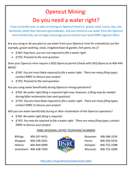 DNRC-Opencut Mining: Do You Need a Water Right?