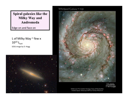 Spiral Galaxies Like the Milky Way and Andromeda Edge on and Face On