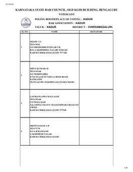 Kadur Bar Association : Kadur Taluk : Kadur District : Chikkamagaluru