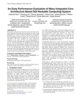 An Early Performance Evaluation of Many Integrated Core Architecture Based SGI Rackable Computing System