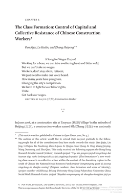 The Class Formation: Control of Capital and Collective Resistance of Chinese Construction Workers*