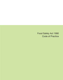 Food Safety Act 1990 Code of Practice Food Safety Act 1990