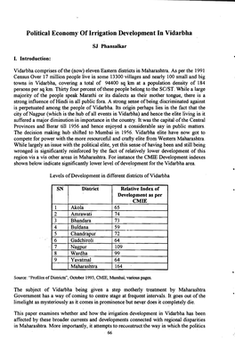 Political Economy of Irrigation Development in Vidarbha