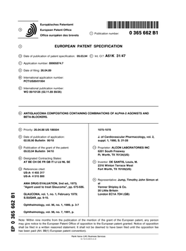 Antiglaucoma Compositions Containing Combinations of Alpha-2 Agonists and Beta-Blockers