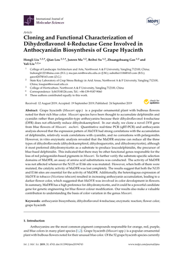 Cloning and Functional Characterization of Dihydroflavonol