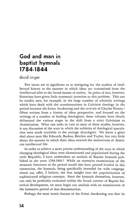 God and Man in Baptist Hymnals 14