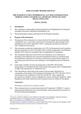 Explanatory Memorandum to the European Union