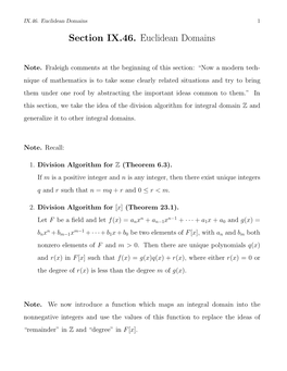 Section IX.46. Euclidean Domains