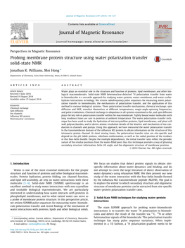 Probing Membrane Protein Structure Using Water Polarization Transfer Solid-State NMR ⇑ Jonathan K