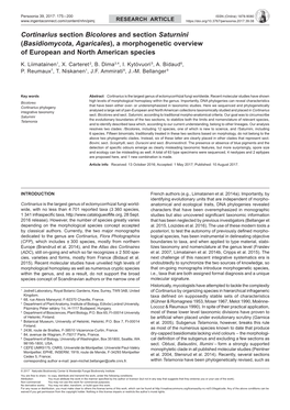 Cortinarius Section Bicolores and Section Saturnini (Basidiomycota, Agaricales), a Morphogenetic Overview of European and North American Species