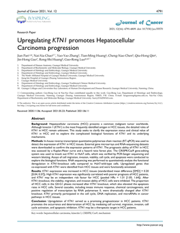 Upregulating KTN1 Promotes Hepatocellular Carcinoma