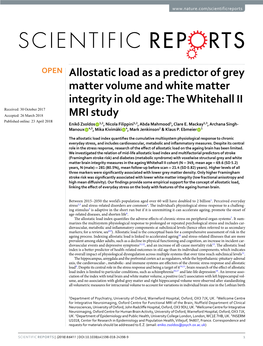 Allostatic Load As a Predictor of Grey Matter Volume and White