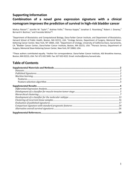 Supporting Information Combination of a Novel Gene Expression Signature with a Clinical Nomogram Improves the Prediction of Survival in High-Risk Bladder Cancer