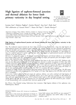 High Ligation of Sapheno-Femoral Junction and Thermal Ablation For