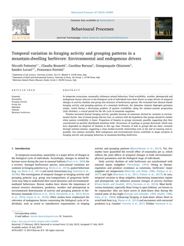 Temporal Variation in Foraging Activity and Grouping Patterns in a Mountain-Dwelling Herbivore Environmental and Endogenous