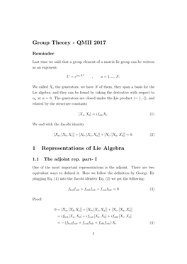 Group Theory - QMII 2017