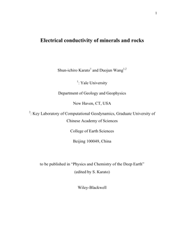 Electrical Conductivity of Minerals and Rocks