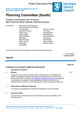 (Public Pack)Agenda Document for Planning Committee (South), 21/11