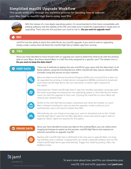 Simplified Macos Upgrade Workflow This Guide Walks You Through the Workflow Process for Deciding How to Upgrade Your Mac Fleet to Macos High Sierra Using Jamf Pro