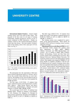 University Centre Trained 437 Students from Basic Departments of MSU, MIPT, MIREA, ®Dubna¯ University and JINR Member-States Uni- Versities
