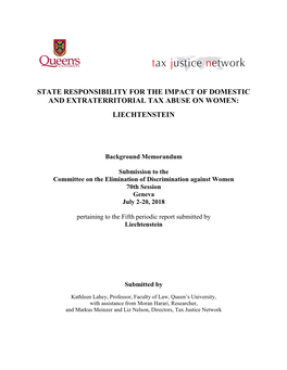 State Responsibility for the Impact of Domestic and Extraterritorial Tax Abuse on Women: Liechtenstein