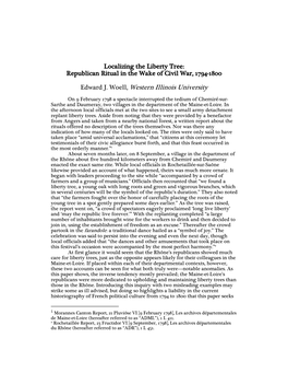 Localizing the Liberty Tree: Republican Ritual in the Wake of Civil War, 1794-1800