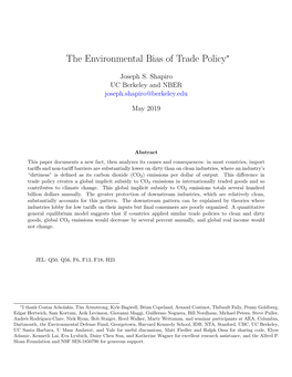 The Environmental Bias of Trade Policy∗