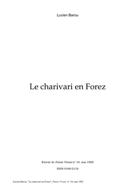 Le Charivari En Forez