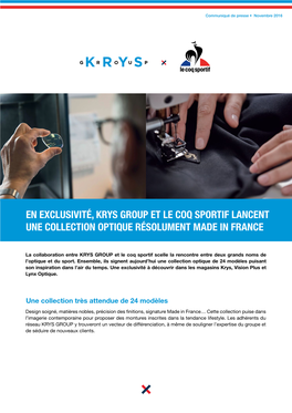 En Exclusivité, Krys Group Et Le Coq Sportif Lancent Une Collection Optique Résolument Made in France