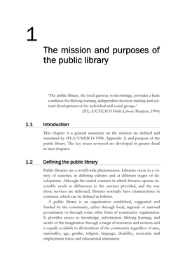 The Mission and Purposes of the Public Library