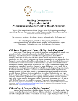 Making Connections September 2008 Nicaragua and Heifer Int'l's WILD