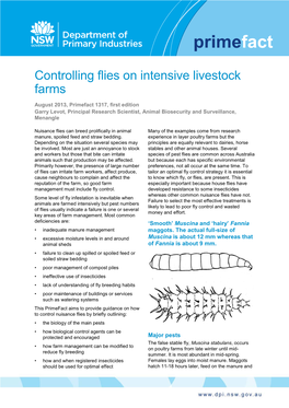 Controlling Flies on Intensive Livestock Farms