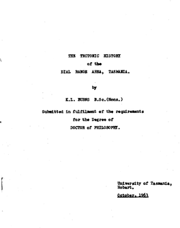 The Tectonic History of the Dial Range Area, Tasmania
