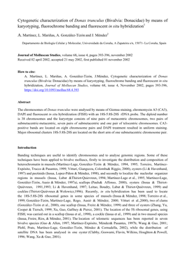 Donax Trunculus (Bivalvia: Donacidae) by Means of Karyotyping, Fluorochrome Banding and Fluorescent in Situ Hybridization1